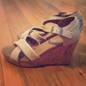 Toms Cork Wedge sandals. Excellent used condition.
